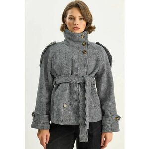 Palton dama - HiCCUP - Jacheta Relaxed Fit cu inchidere cu nasturi - Gri - Textil imagine