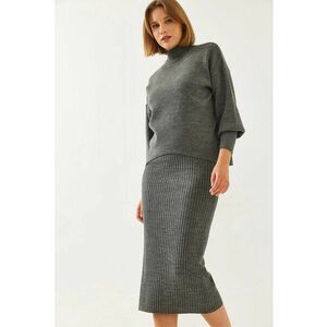 Set tricotat guler inalt - gri carbune - tricot - imagine