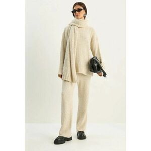 Set tricotat supradimensionat doua piese - crem - tricot - imagine