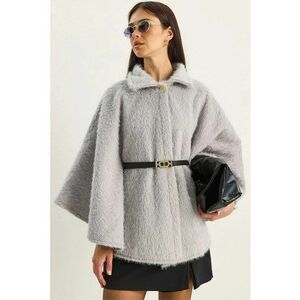 Palton supradimensionat dama - textil - gri - imagine