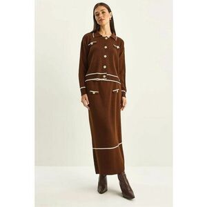 Costum dama - set din doua piese - tricot - midi - Maro - imagine