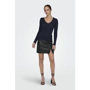 Fusta mini de piele ecologica cu slit frontal - Negru imagine