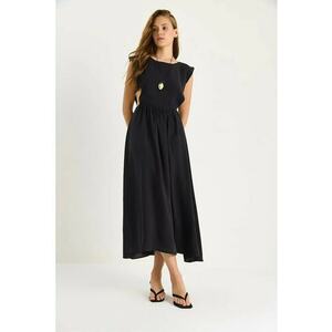 Rochie midi cu decupaje - neagra - textil imagine