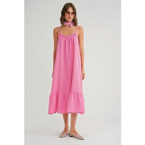 Rochie Midi HiCCUP - cu volan - roz pudrat - textil imagine