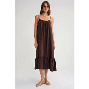 Rochie midi HiCCUP din muselina - maro - textil imagine