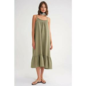 Rochie Midi HiCCUP - cu volane - verde salvie - textil imagine