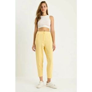 Pantaloni dama - Textil - Galben imagine