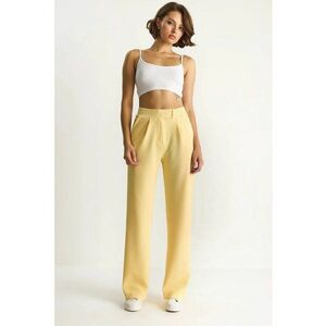 Pantaloni dama - drepti - galben lamaie - textil imagine