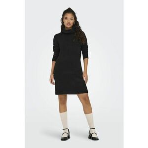Rochie-pulover tricotata fin cu guler inalt - Negru imagine