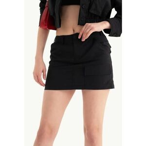 Fusta mini - cu buzunar - textil - Negru imagine