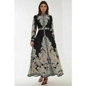 Rochie Maxi - imprimeu textil - Negru - Negru imagine