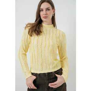 Bluza dama - HiCCUP - Bluza texturata Slim Fit - Galben chihlimbar - Jerseu imagine