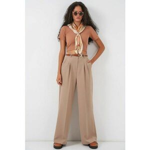 Pantaloni dama - HiCCUP - Palazzo - talie inalta - bej natural - textil imagine