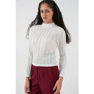 Bluza dama - HiCCUP - Bluza BDART Texturata - Croiala Slim Fit - Alb - Jerseu imagine