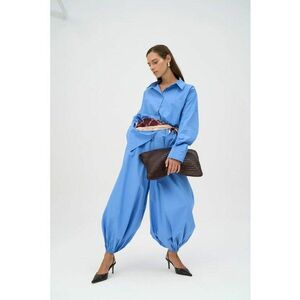 Pantaloni dama - Velora Poplin - Albastru Pudra - textil imagine