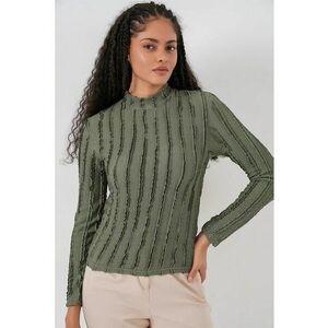 Bluza dama - HiCCUP - Bluza Texturata Slim Fit - Verde Kaki - Jerseu imagine