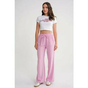 Pantaloni dama lungi - talie elastica - roz pudrat - textil imagine