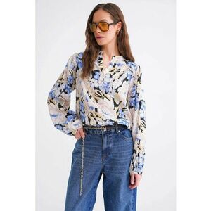 Bluza dama HiCCUP - cu maneca lunga - imprimeu floral - albastru - textil imagine