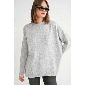 Pulover dama supradimensionat gri tricot - imagine