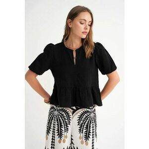 Bluza dama - HiCCUP - texturata din muselina - negru - bumbac imagine