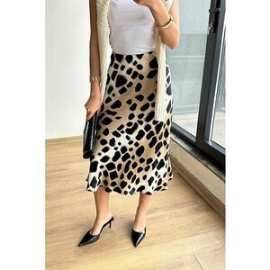 Fusta midi leopard - bej natural - textil imagine