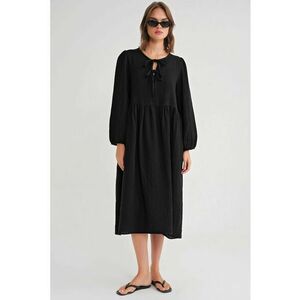 Rochie Midi HiCCUP - decolteu in V - negru - textil imagine