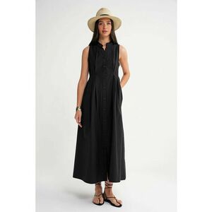 Rochie maxi - HiCCUP - guler tippet - nasturi - negru - textil imagine