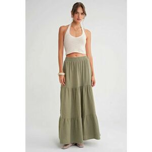 Fusta maxi - bumbac - verde salvie imagine