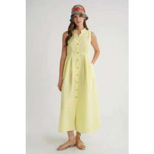 Rochie maxi - HiCCUP - guler tippet - galben - textil imagine