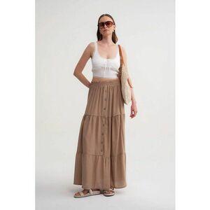 Fusta maxi talie inalta - maro camel - textil imagine