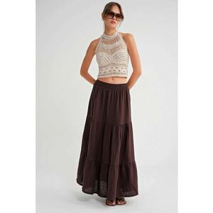 Fusta maxi - bumbac - maro - textil imagine