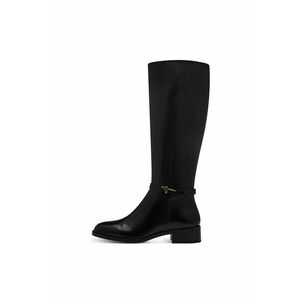 Cizme mid-calf de piele cu toc masiv - Negru imagine