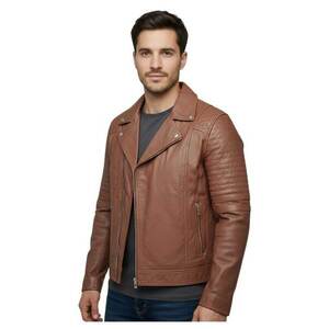 Jacheta biker din piele naturala Varus - imagine