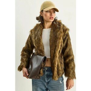 Palton dama HiCCUP - blana artificiala - maro - fleece imagine