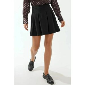 Fusta - Fusta Mini Plisata cu Fermoar - Negru - Textil imagine
