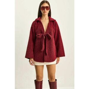 Cardigan dama - HiCCUP - texturat - rosu burgundy - jerseu imagine