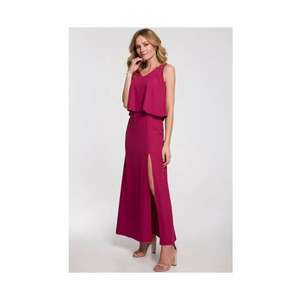 Rochie maxi cu volane - Fucsia imagine