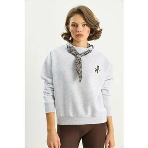 Hanorac dama - guler rotund brodat - gri - textil imagine