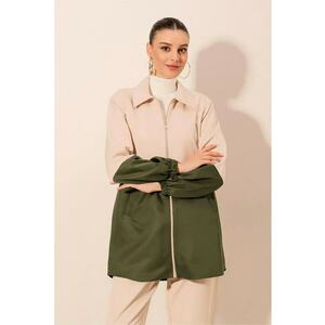 Palton dama HiCCUP - trench - verde kaki - textil - Kaki imagine