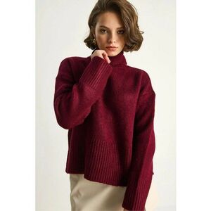 Pulover dama - pulover supradimensionat - tricot - Rosu Burgund - imagine