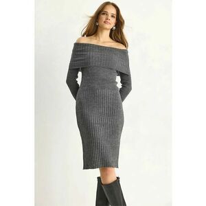 Rochie Midi - Gri ardezie - tricot - Gri ardezie - imagine