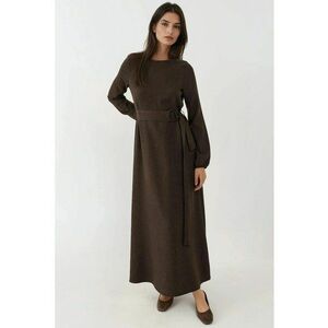 Rochie Maxi - Detaliu Arcuit - Maro Mocha Inchis - Textil imagine