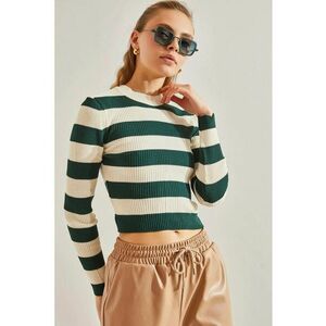 Bluza dama - HiCCUP - Tricot - Verde/Alb - Verde imagine