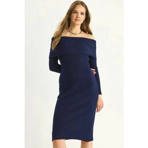 Rochie Midi - Albastru marin - Tricot - Albastru marin - imagine
