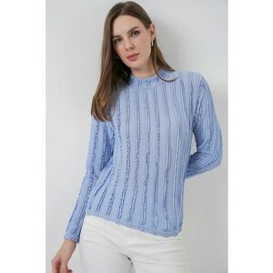 Bluza dama - HiCCUP - Bluza texturata Slim Fit - Albastru Maya - Jerseu imagine
