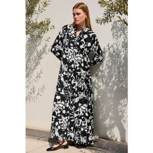 Rochie maxi - HiCCUP - decolteu in V - negru - textil imagine