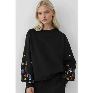 Hanorac dama - cu gat rotund - maneca lunga - negru - textil imagine