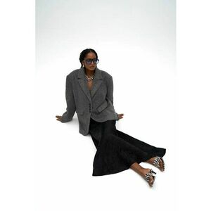 Fusta lunga - satin - negru imagine