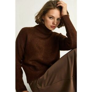 Pulover dama - pulover supradimensionat - tricot - Mocha Brown - imagine