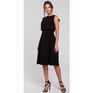 Rochie midi cu pliuri inversate - - Negru imagine